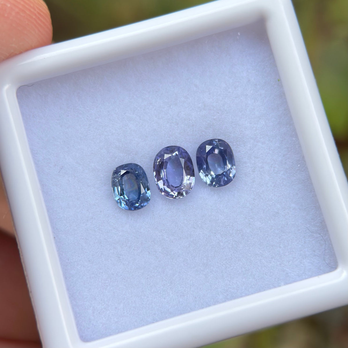1,12ct/ 3Pcs Natural Blue Sapphire Viet Nam. Cushion Shape. No Treatment Sapphire Luc Yen.