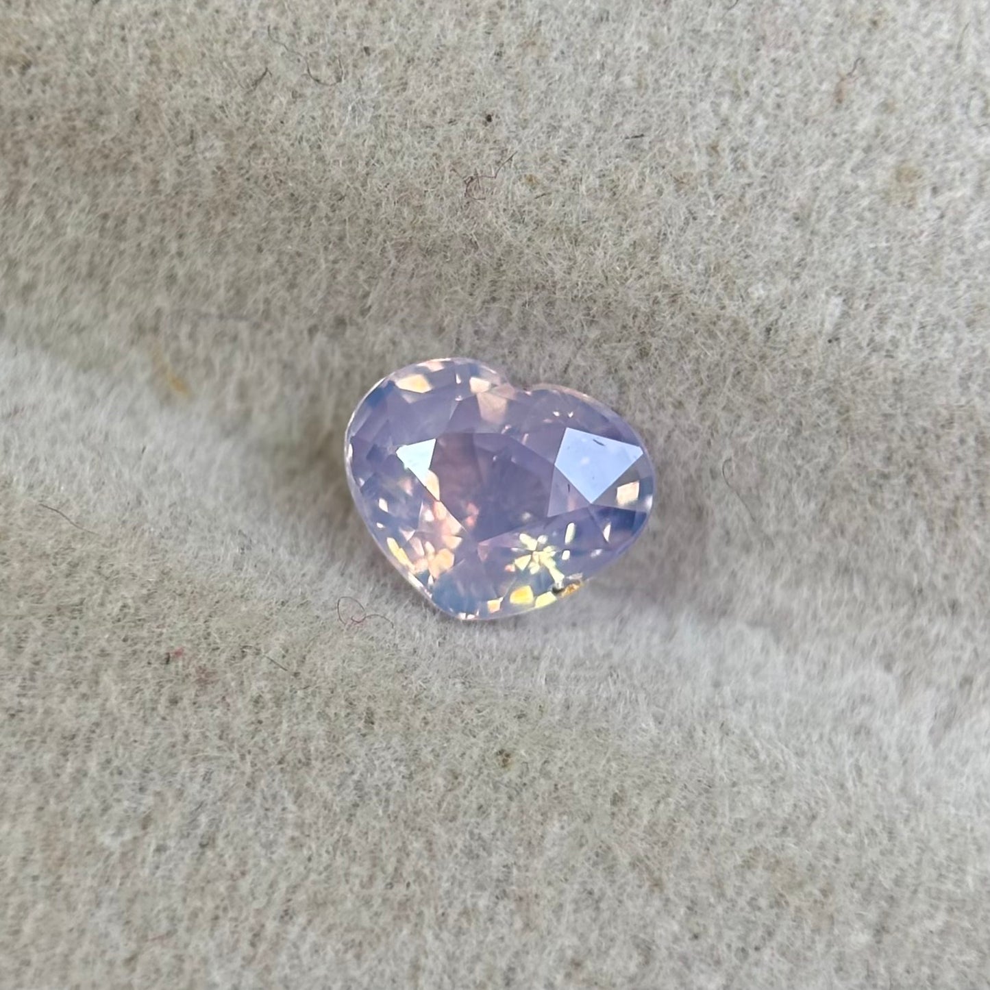 0.68ct Natural White Milky Sapphire Vietnam. Heart Shape. No Treatment.