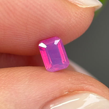 0.39 ct Natural Pink Milky Sapphire Vietnam. Emerald Shape. No Treatment.