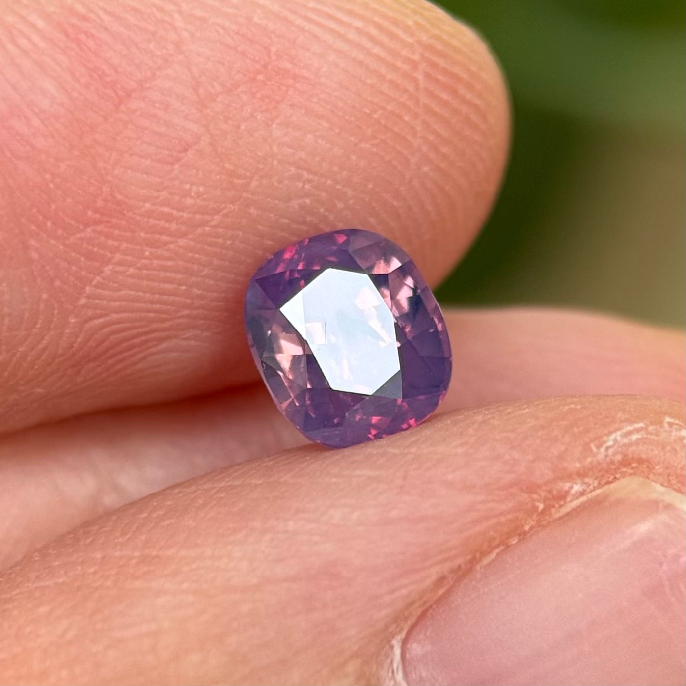 1.40 ct Natural Pinkish Purple Silky Sapphire Vietnam. Cushion