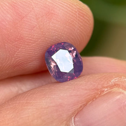 1.40 ct Natural Pinkish Purple Silky Sapphire Vietnam. Cushion