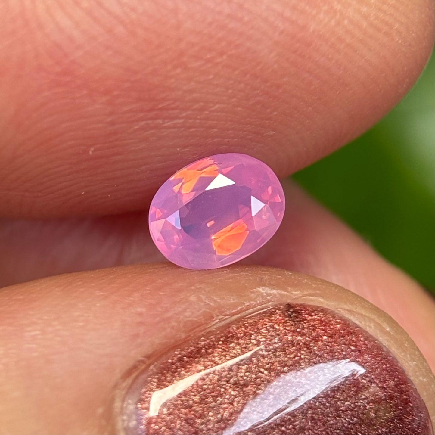 0.49 ct Natural Pink Milky Sapphire Vietnam. Oval Shape. No Treatment.