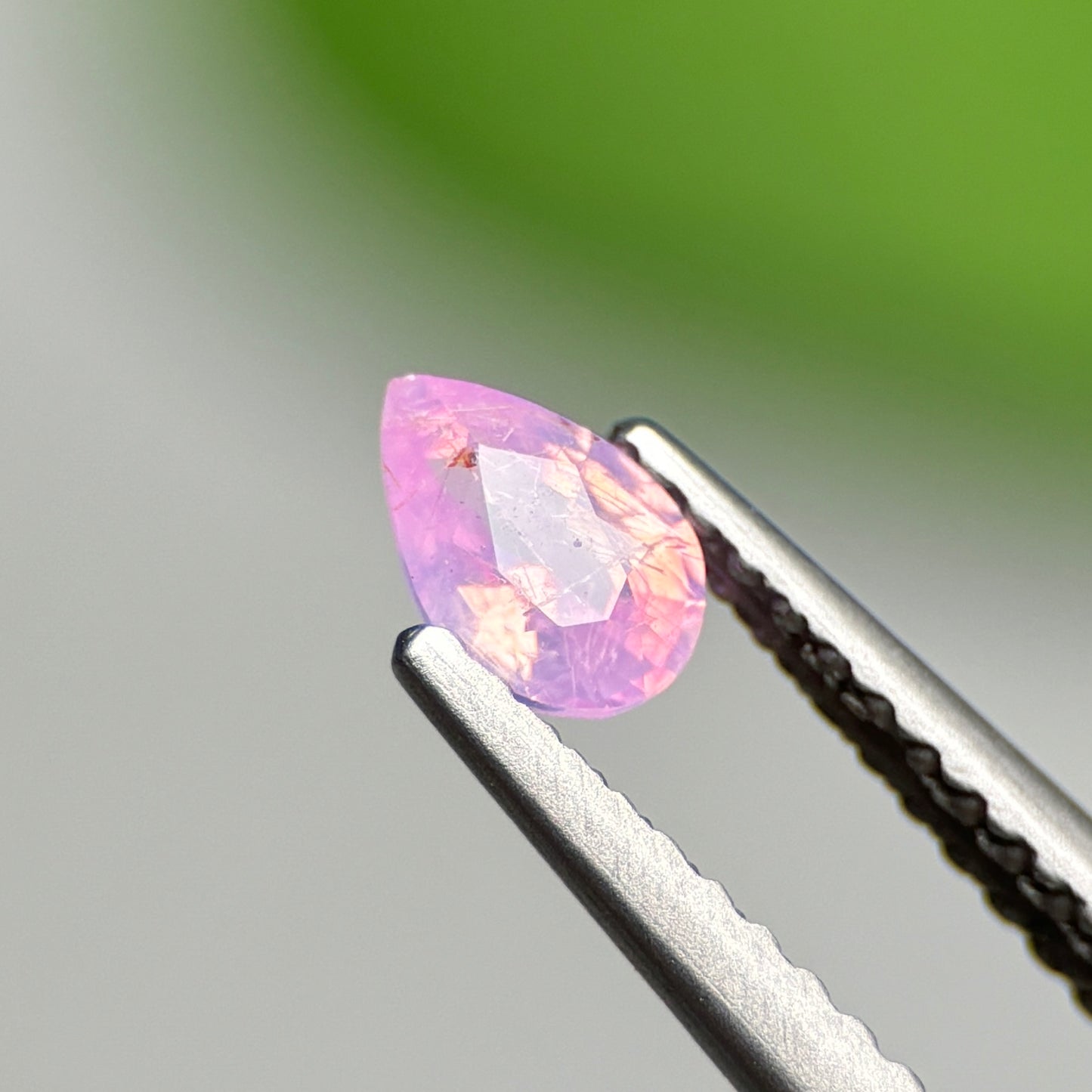 0.36 ct Natural Lite Pink Milky Sapphire Vietnam. Pear Shape.
