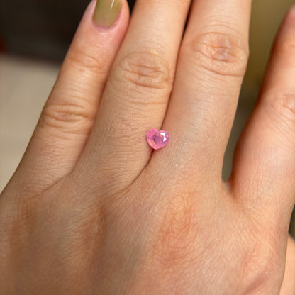 0.73 ct Natural Orangish Pink Milky Sapphire Vietnam. Heart Shape. No Treatment
