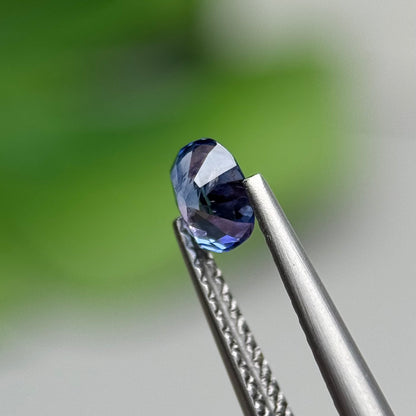 0.57 ct Natural Purplish Blue Milky Sapphire Vietnam. Cushion Shape. No Treatment.