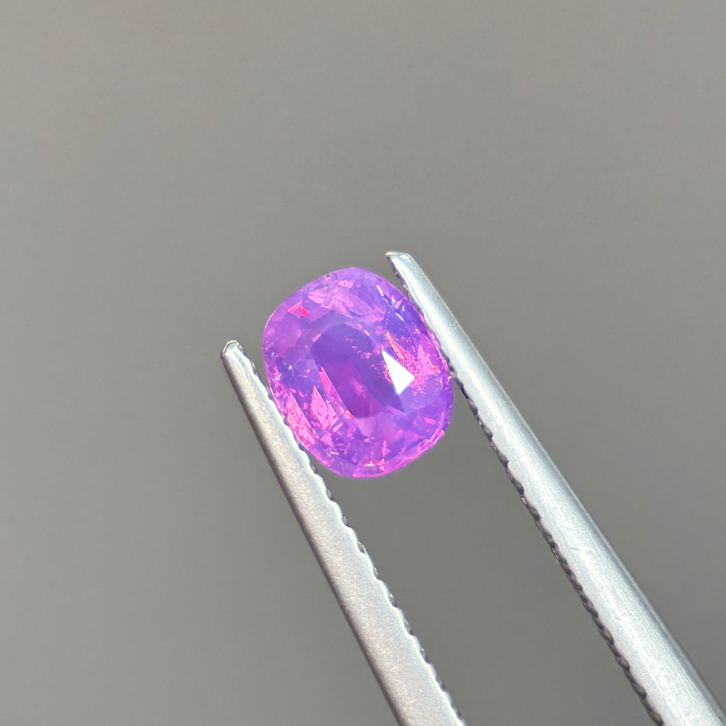 0.77ct Natural Pinkish Purple Milky Sapphire Vietnam. Cushion Shape. No Treatment Milky Sapphire Luc Yen.