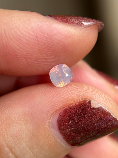 0.57ct Natural Pinkish White Milky Sapphire Vietnam. Cushion Shape. Unheat