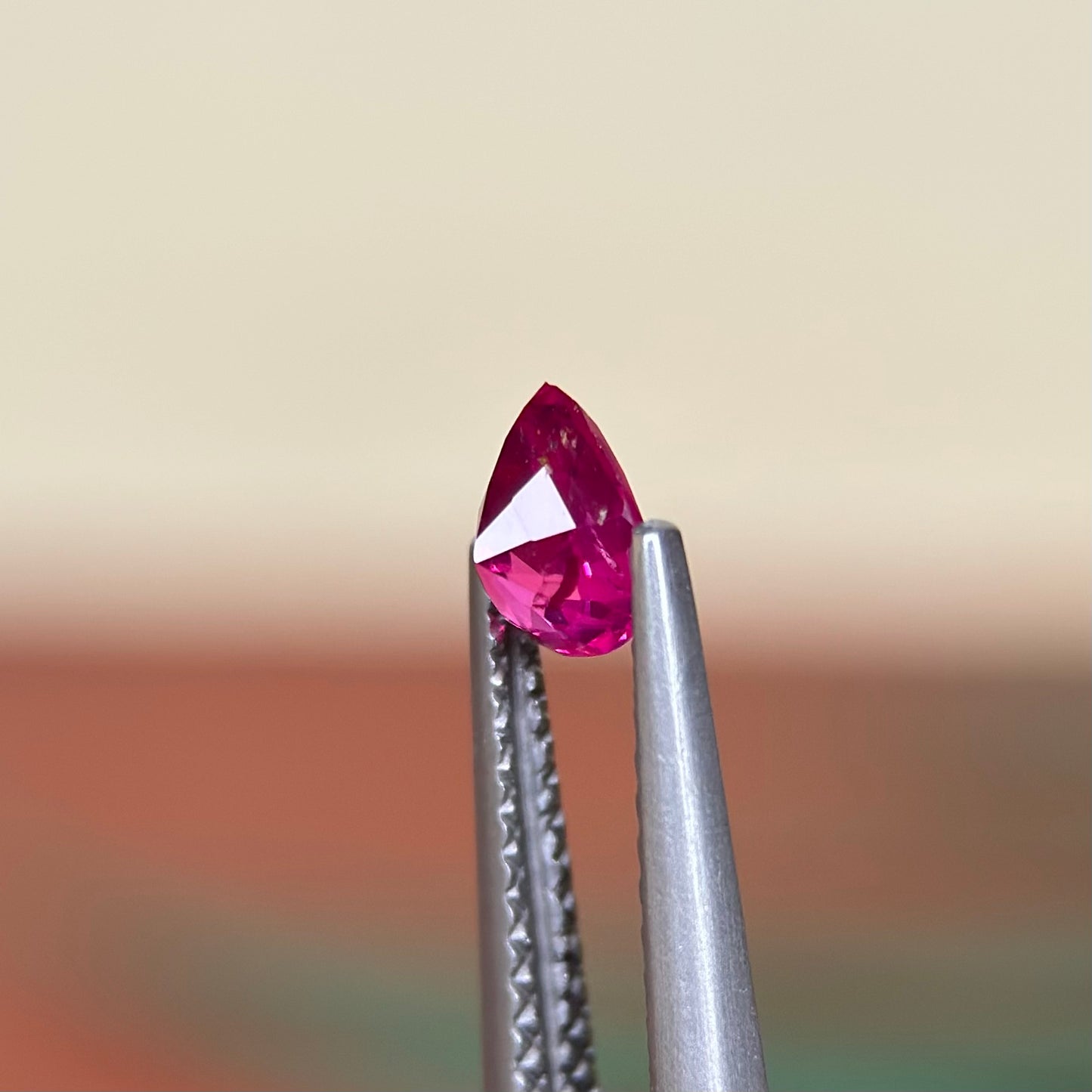 0.54 ct Natural Ruby Viet Nam. Pear Shape. No treatment.