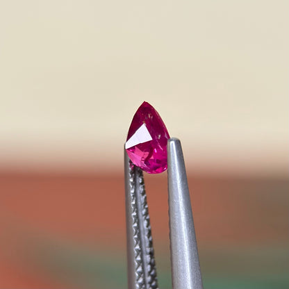 0.54 ct Natural Ruby Viet Nam. Pear Shape. No treatment.