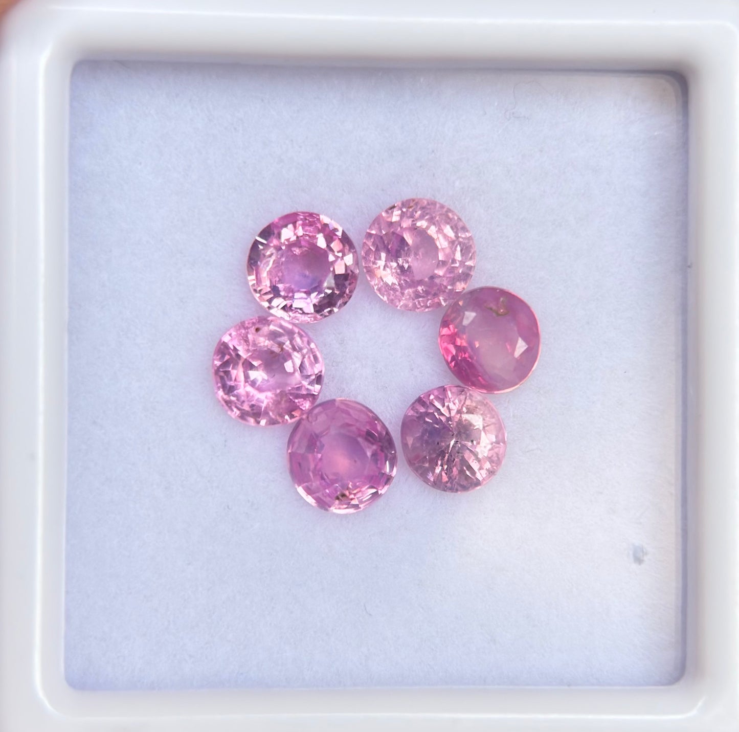 2.22ct/6Pcs Natural Pink Milky Sapphire Vietnam. Round Shape.