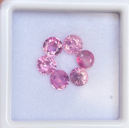 2.22ct/6Pcs Natural Pink Milky Sapphire Vietnam. Round Shape.