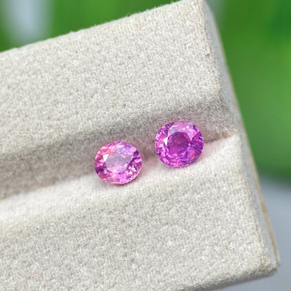 1.46 ct/ 2Pcs Natural Pink Milky Sapphire Vietnam. Cushion Shape. No Treatment.