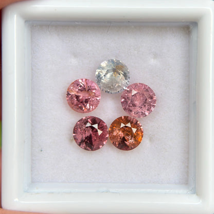 2,66 ct/ 5 Pcs Natural Mix Color Spinel Vietnam. Round Shape.