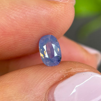 0.72ct Natural Purple - Blue Milky Sapphire Vietnam. Cushion Shape. No Treatment.