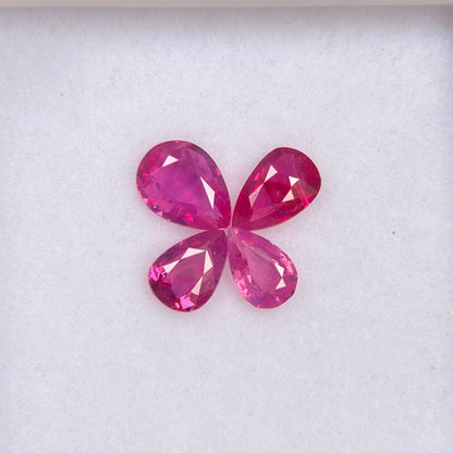 0.86ct/4Pcs Natural Pink Milky Sapphire Vietnam. Pear Shape.