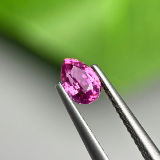 0.78 ct Natural Pinkish Purple Sapphire Vietnam. Pear Shape.