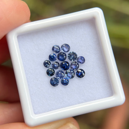 1,70ct/ 16Pcs Natural Blue Sapphire Viet Nam. Round Shape. No Treatment Sapphire Luc Yen.