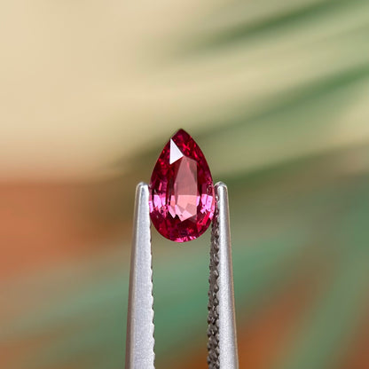 0.60 ct Natural Red Spinel Vietnam. Pear Shape. No Treatment.