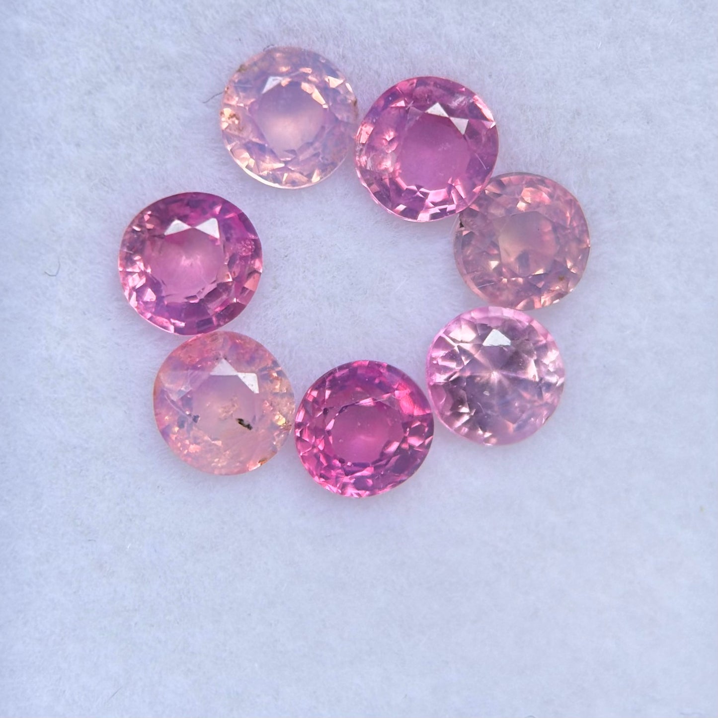 2.07ct/7Pcs Natural Pink Milky Sapphire Vietnam. Round Shape.