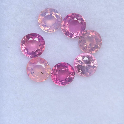 2.07ct/7Pcs Natural Pink Milky Sapphire Vietnam. Round Shape.