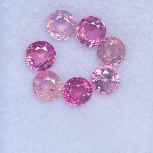 2.07ct/7Pcs Natural Pink Milky Sapphire Vietnam. Round Shape.