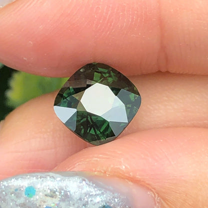 3,17ct Natural Green Sapphire Vietnam. Cushion Shape. No Treatment Sapphire Daklak.