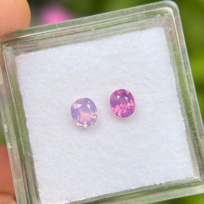 0.56 ct / 2Pcs Natural Pink  Milky Sapphire Viet Nam. Cushion Shape. No treatment.