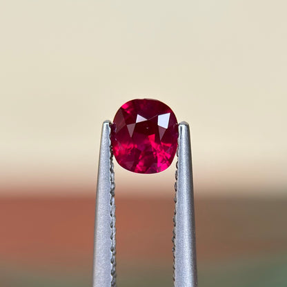 0.65 ct Natural Ruby Pigeon Blood Viet Nam. Cushion Shape. No treatment.