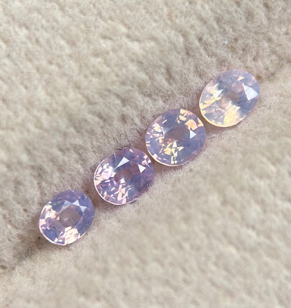 0.63ct / 4Pcs Natural Pinkish White Milky Sapphire Viet Nam. Cushion Shape. No treatment.