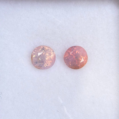 1.08ct/2Pcs Natural Pink Milky Sapphire Vietnam. Round Shape.