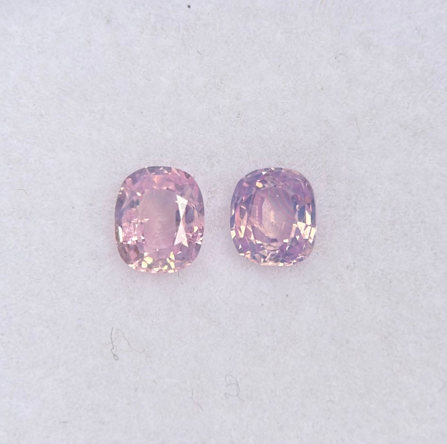 0.53ct/2Pcs Natural Pink Milky Sapphire Vietnam. Cushion Shape.