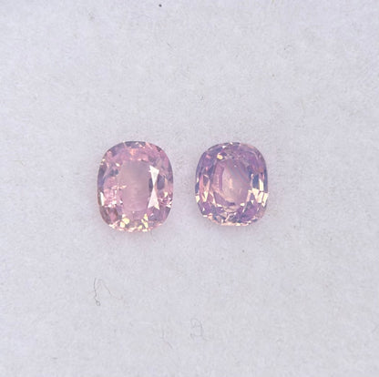 0.53ct/2Pcs Natural Pink Milky Sapphire Vietnam. Cushion Shape.