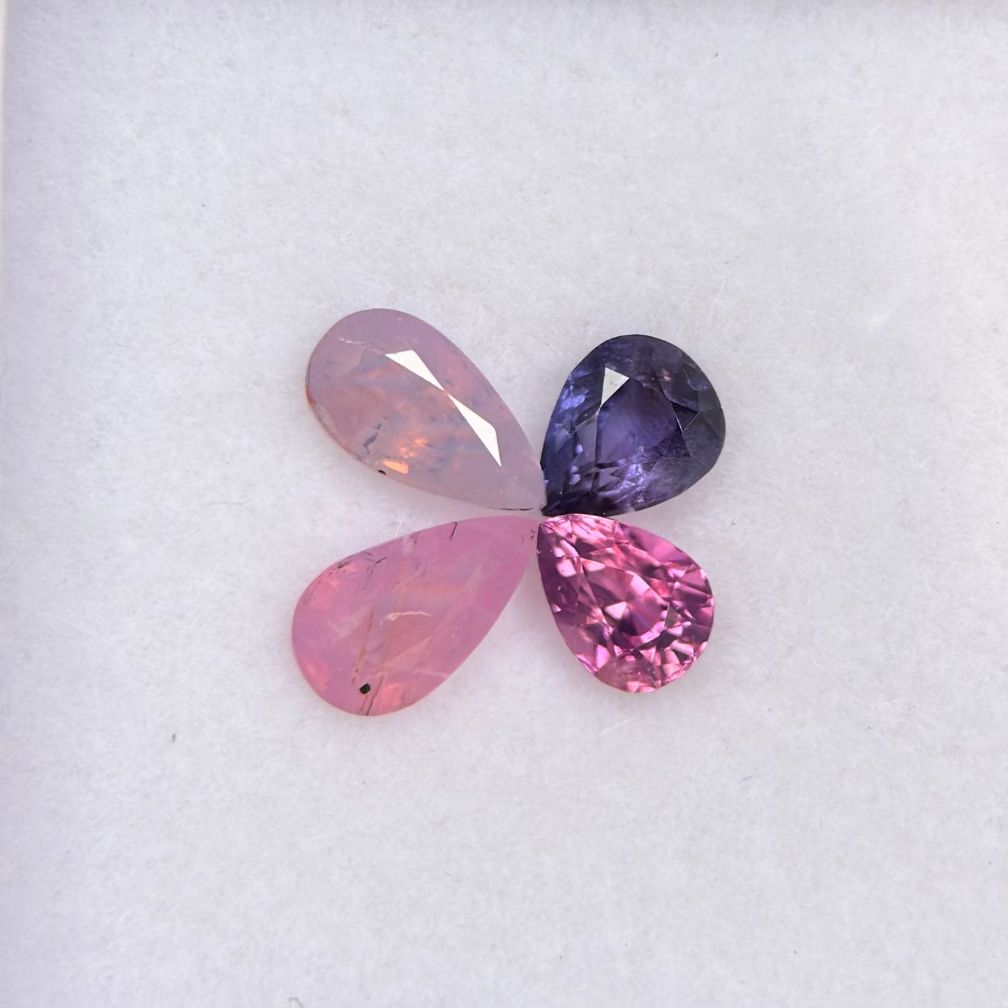 1.23ct/4Pcs Natural Mix Color Milky Sapphire Vietnam. Pear Shape.