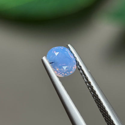 0.83ct Natural Purplish Blue Milky Sapphire Vietnam. Cushion Shape. No Treatment.