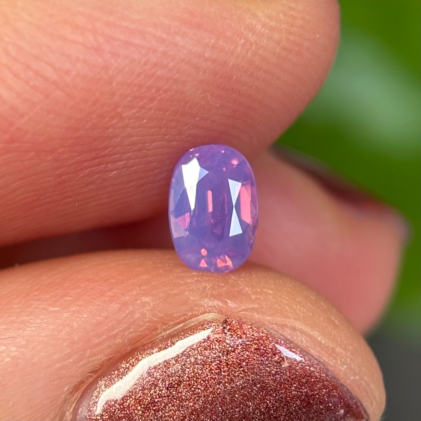 0.50 ct Natural Pinkish Purple Milky Sapphire Vietnam. Oval Shape. No Treatment.