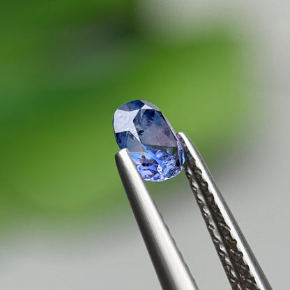 0.57 ct Natural Purplish Blue Milky Sapphire Vietnam. Cushion Shape. No Treatment.