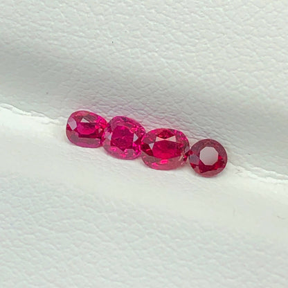 0,55ct/ 4Pcs Natural Ruby Vietnam. Cushion Shape. No Treatment Ruby Luc Yen.