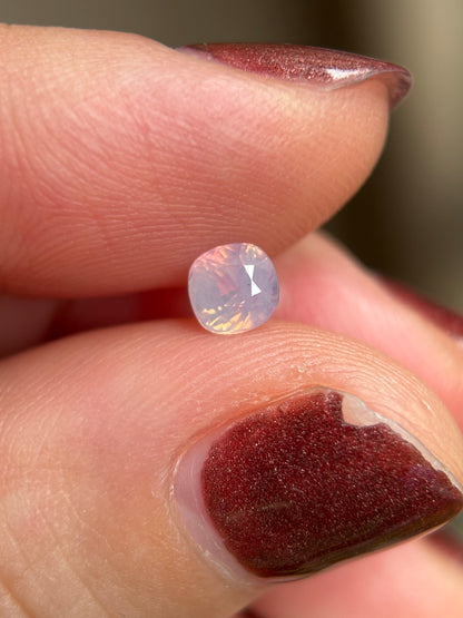 0.57ct Natural Pinkish White Milky Sapphire Vietnam. Cushion Shape. Unheat