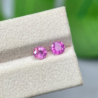 1.46 ct/ 2Pcs Natural Pink Milky Sapphire Vietnam. Cushion Shape. No Treatment.