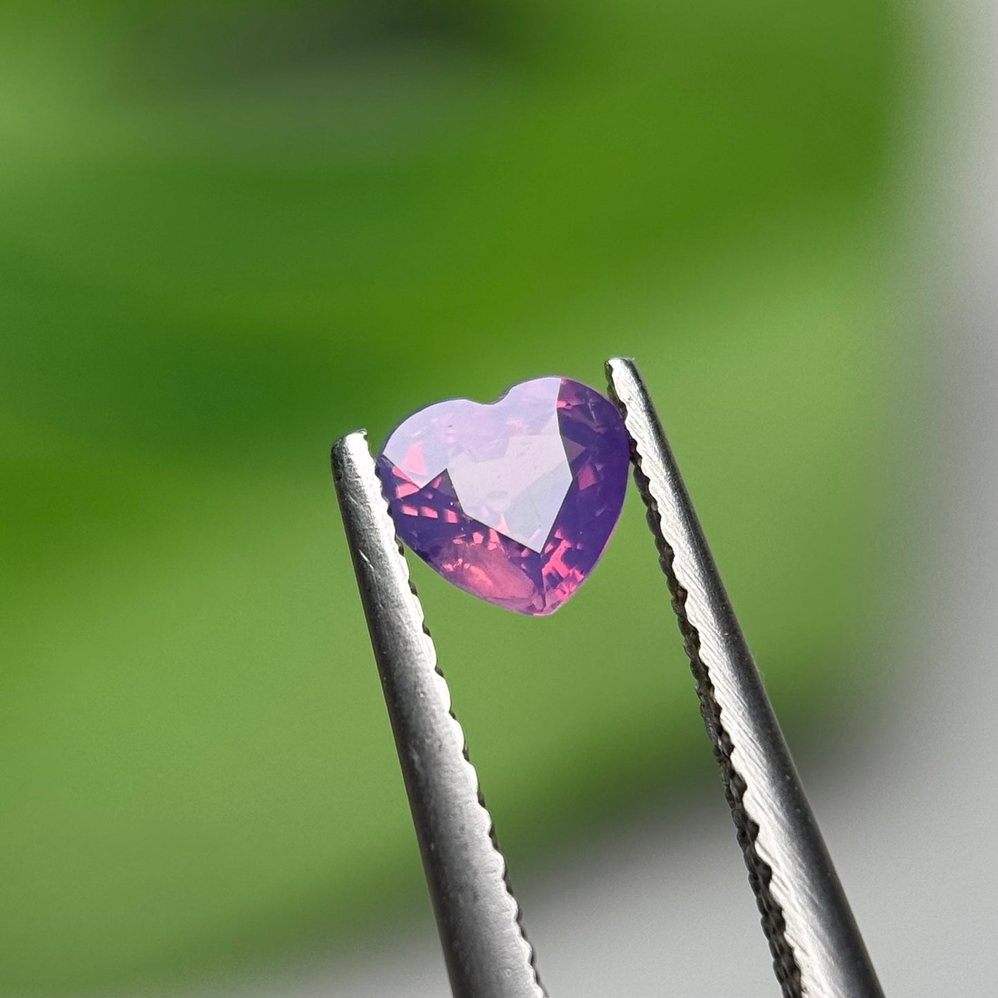 0.48 ct Natural Pinkish Purple Milky Sapphire Vietnam. Heart Shape. No Treatment.