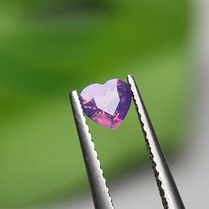 0.48 ct Natural Pinkish Purple Milky Sapphire Vietnam. Heart Shape. No Treatment.