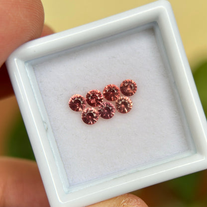 0,81 ct/ 7 Pcs Natural Brownish Orange Spinel Vietnam. Round Shape.
