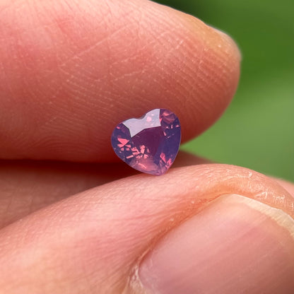 0.48 ct Natural Pinkish Purple Milky Sapphire Vietnam. Heart Shape. No Treatment.
