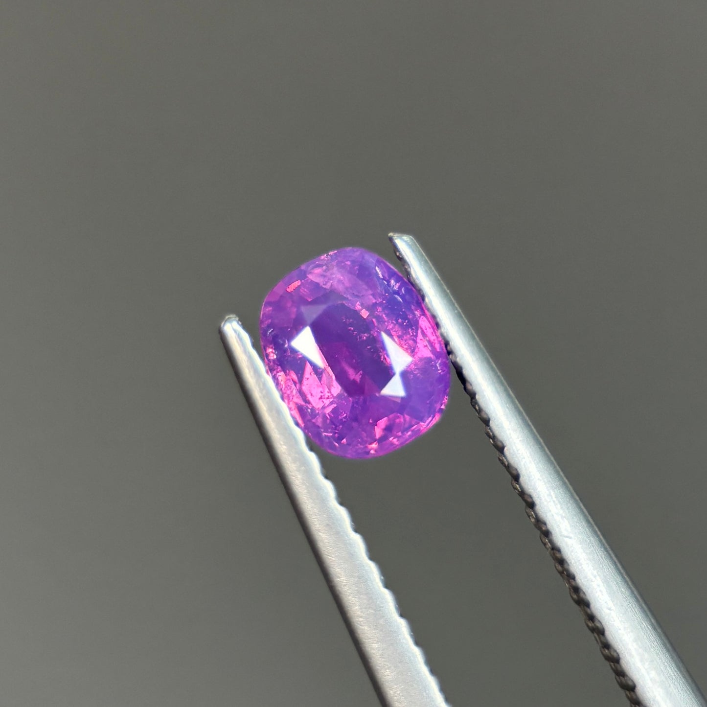 0.77ct Natural Pinkish Purple Milky Sapphire Vietnam. Cushion Shape. No Treatment Milky Sapphire Luc Yen.