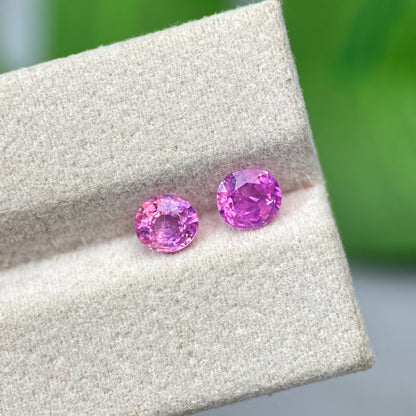 1.46 ct/ 2Pcs Natural Pink Milky Sapphire Vietnam. Cushion Shape. No Treatment.