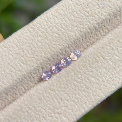 0.63ct / 4Pcs Natural Pinkish White Milky Sapphire Viet Nam. Cushion Shape. No treatment.