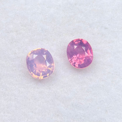 0.56 ct / 2Pcs Natural Pink  Milky Sapphire Viet Nam. Cushion Shape. No treatment.