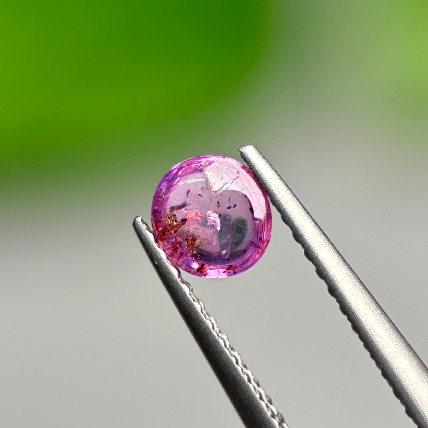 0.68ct Natural Pinkish Purple Cacbochon Sapphire Viet Nam. No treatment Sapphire Luc Yen.