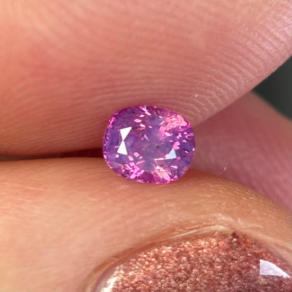0.56 ct Natural Purple Milky Sapphire Vietnam. Cushion Shape. No Treatment.