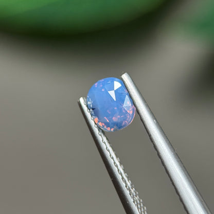 0.83ct Natural Purplish Blue Milky Sapphire Vietnam. Cushion Shape. No Treatment.